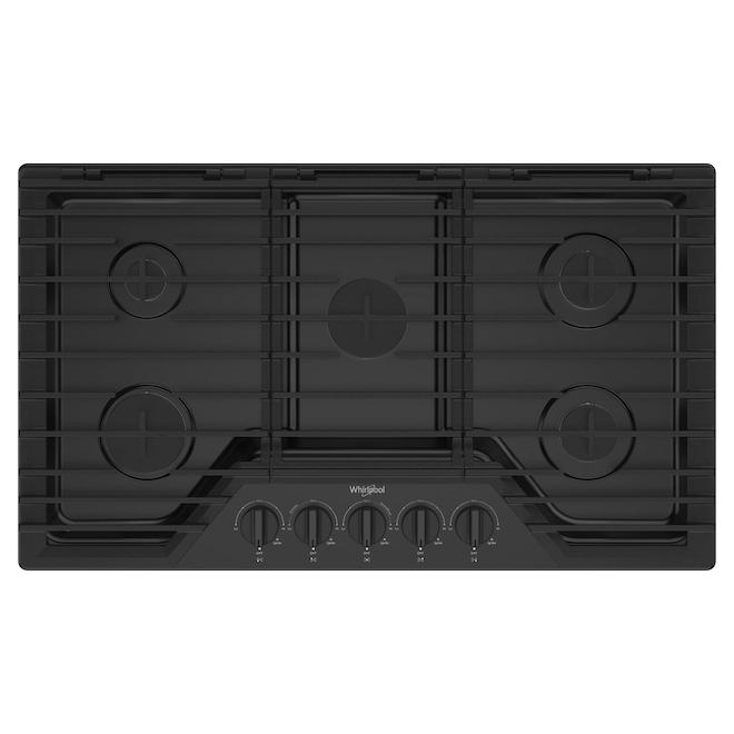 Whirlpool Gas Cooktop 36-in with 5 Burners - Black