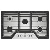 Whirlpool 36-in 5-Cast-Iron-Burner Stainless Steel Gas Cooktop