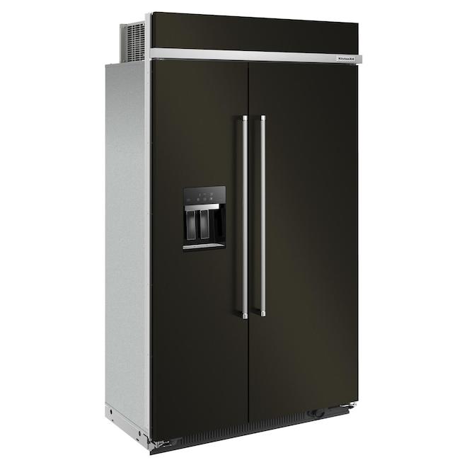 KitchenAid 29.5-ft³ Counter Depth Built-In Side-by-Side Refrigerator External Ice/Water Dispenser, Black Stainless Steel