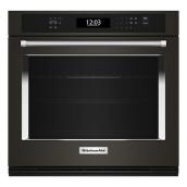 KitchenAid 27-in Self-Clean Air Fry Single-Fan Convection 4.3-ft³ Single Electric Wall Oven - Black Stainless Steel