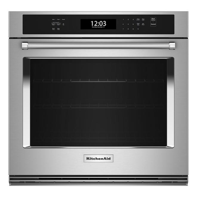 KitchenAid 30-in Self-Clean Air Fry Single-Fan Convection 5-ft³ Single Electric Wall Oven - Stainless Steel