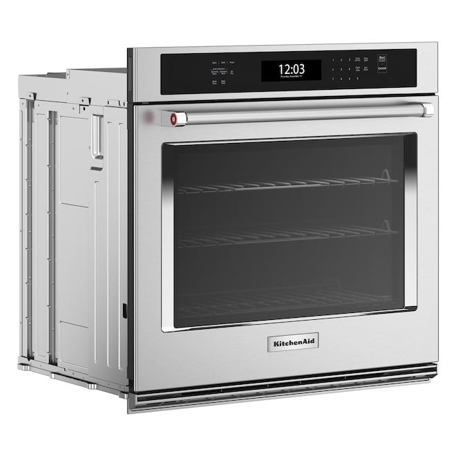 KitchenAid 30-in Self-Clean Air Fry Single-Fan Convection 5-ft³ Single Electric Wall Oven - Stainless Steel