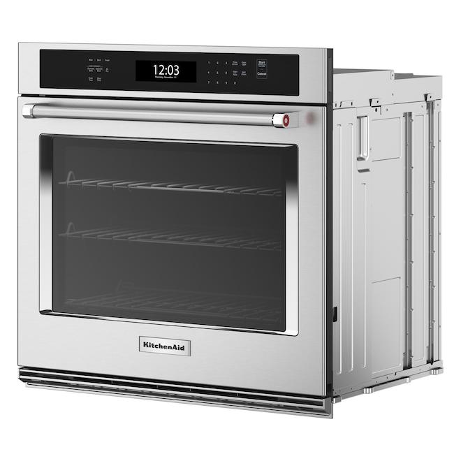 KitchenAid 30-in Self-Clean Air Fry Single-Fan Convection 5-ft³ Single Electric Wall Oven - Stainless Steel