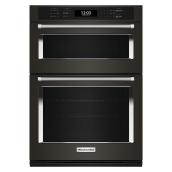 KitchenAid 30-in Self-Clean Single-Fan Convection Combo Microwave 5-ft³ Electric Wall Oven - Black Stainless Steel