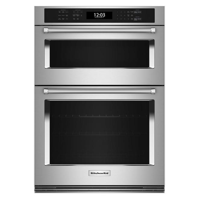 KitchenAid 30-in Single-Fan Convection Combo Microwave 5-ft³ Electric Wall Oven - PrintShield Stainless Steel