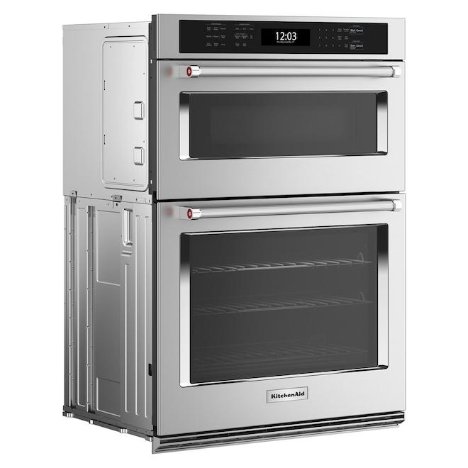 KitchenAid 30-in Self-Clean Single-Fan Convection Combo Microwave 5-ft³ Electric Wall Oven - Stainless Steel