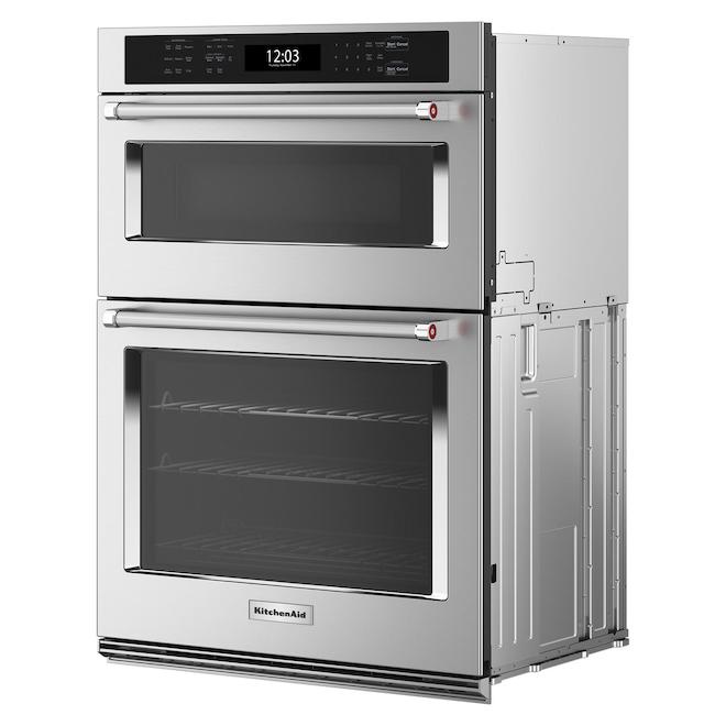 KitchenAid 30-in Self-Clean Single-Fan Convection Combo Microwave 5-ft³ Electric Wall Oven - Stainless Steel