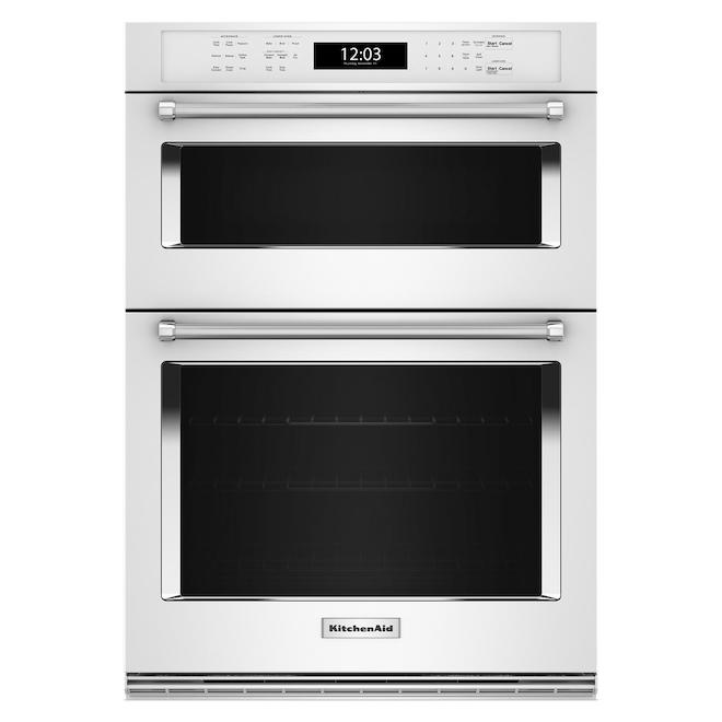 KitchenAid 30-in Self-Clean Single-Fan Convection Combo Microwave 5-ft³ Electric Wall Oven - White