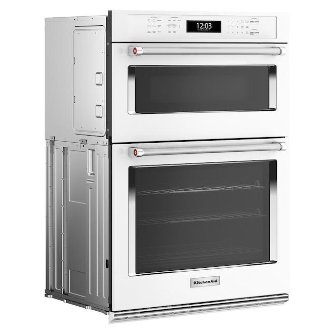 KitchenAid 30-in Self-Clean Single-Fan Convection Combo Microwave 5-ft³ Electric Wall Oven - White