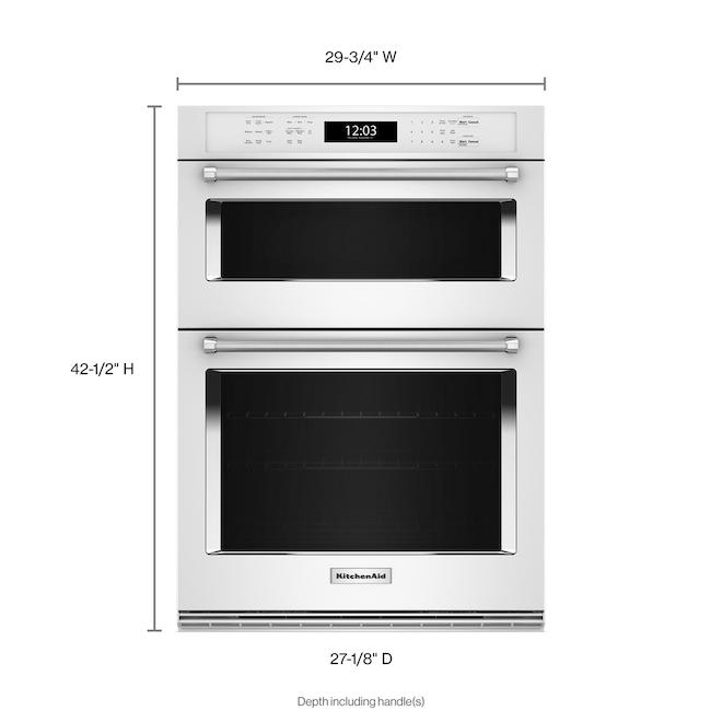 KitchenAid 30-in Self-Clean Single-Fan Convection Combo Microwave 5-ft³ Electric Wall Oven - White