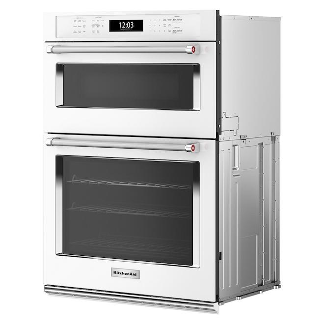 KitchenAid 30-in Self-Clean Single-Fan Convection Combo Microwave 5-ft³ Electric Wall Oven - White