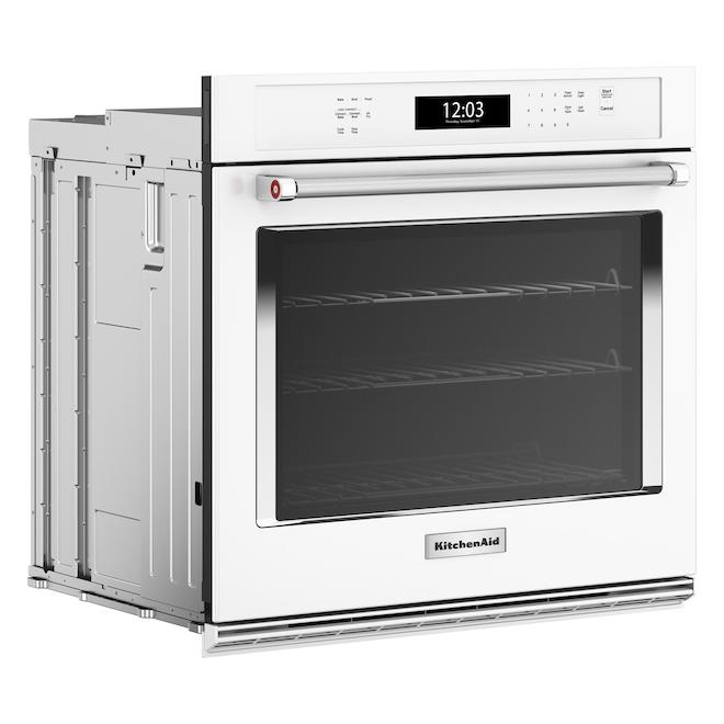 KitchenAid 30-in Self-Clean Air Fry Single-Fan Convection 5-ft³ Single Electric Wall Oven - White