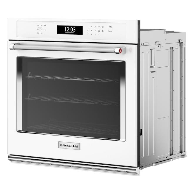 KitchenAid 30-in Self-Clean Air Fry Single-Fan Convection 5-ft³ Single Electric Wall Oven - White