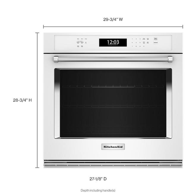 KitchenAid 30-in Self-Clean Air Fry Single-Fan Convection 5-ft³ Single Electric Wall Oven - White