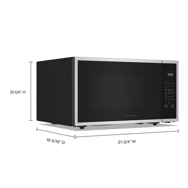 KitchenAid 22-in 1.6-ft³ 1500 W PrintShield Stainless Steel Countertop Microwave Oven - Leftswing