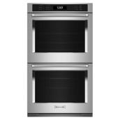 KitchenAid 30-in Self-Clean Single-Fan Convection 5-ft³ Double Electric Wall Oven - Black Stainless Steel