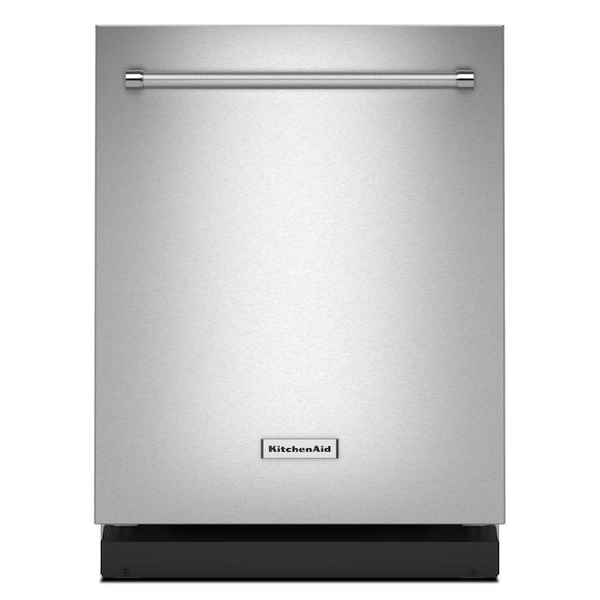 KitchenAid 24-in 39-dB 3rd Level Rack Hidden Controls PrintShield Stainless Steel Built-In Dishwasher