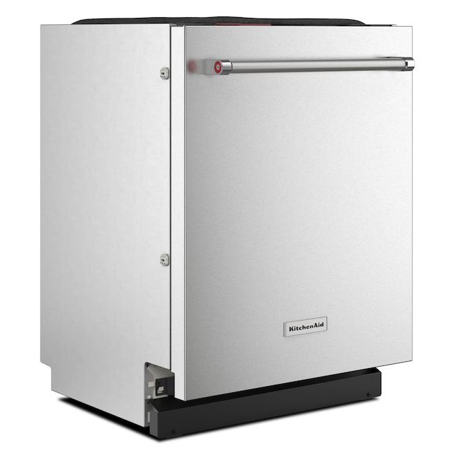 KitchenAid 24-in 39-dB 3rd Level Rack Hidden Controls PrintShield Stainless Steel Built-In Dishwasher