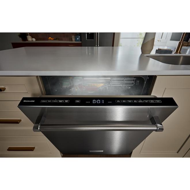 KitchenAid 24-in 39-dB 3rd Level Rack Hidden Controls PrintShield Stainless Steel Built-In Dishwasher