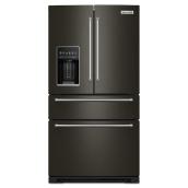 KitchenAid 26.2-ft³ 4-Door French Door Refrigerator with External Water/Ice Dispenser - Black Stainless Steel