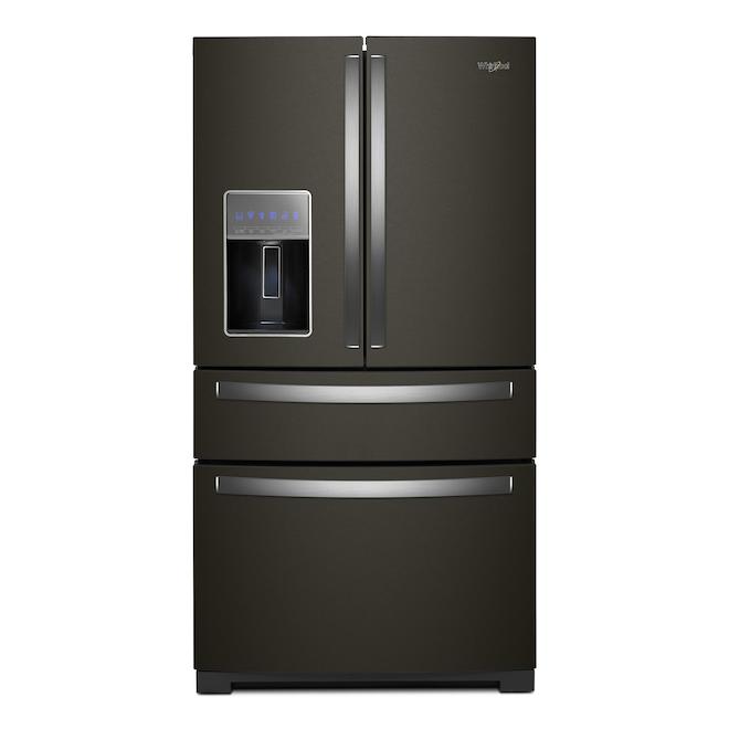 Whirlpool 26-ft³ 4-Door French Door Refrigerator with External Water/Ice Dispenser - Black Stainless Steel