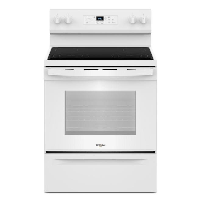 Whirlpool 30-in 5.3-ft³ Self-Clean Oven 4-Element Smooth Surface Electric Freestanding Range - White