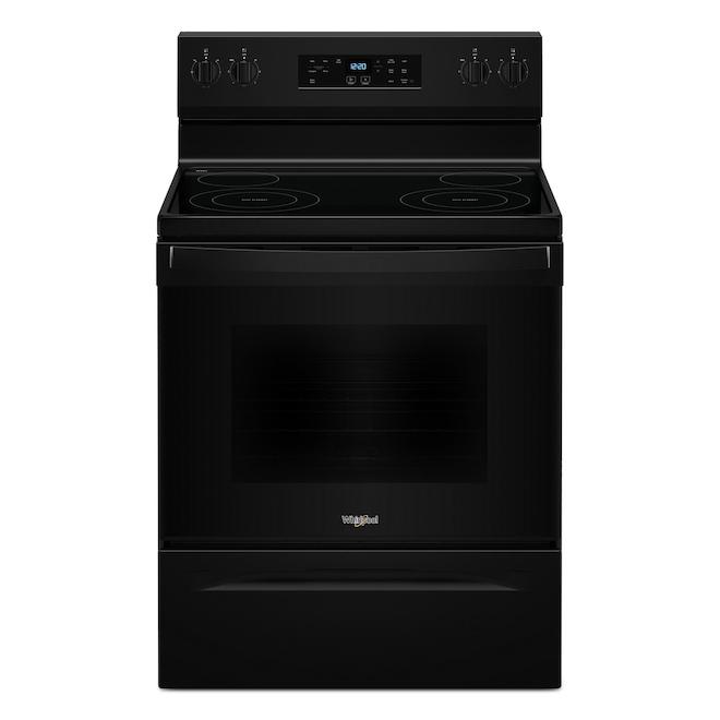 Whirlpool 30-in 5.3-ft³ Self-Clean Oven 4-Element Smooth Surface Electric Freestanding Range - Black