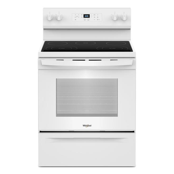 Whirlpool 30-in 5.3-ft³ Self-Clean Oven 5-Element Smooth Surface Electric Freestanding Range - White