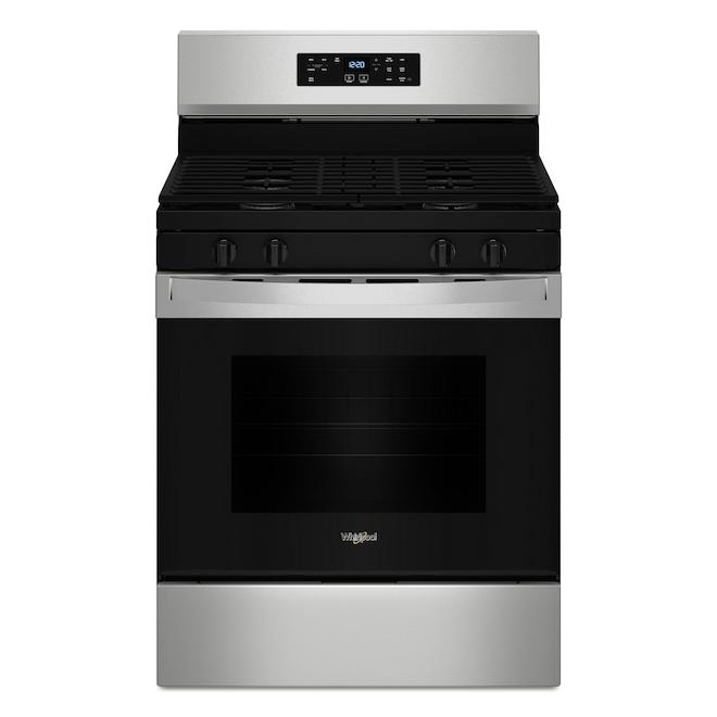 Whirlpool 30-in 5.3-ft³ 4-Burner Glass Surface Gas Freestanding Range - Stainless Steel