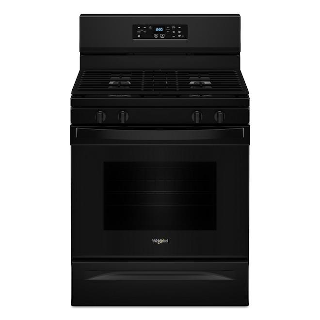 Whirlpool 30-in 5.3-ft³ 4-Burner Glass Surface Gas Freestanding Range - Black