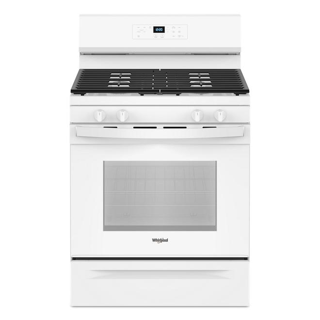 Whirlpool 30-in 5.3-ft³ 4-Burner Glass Surface Gas Freestanding Range - White