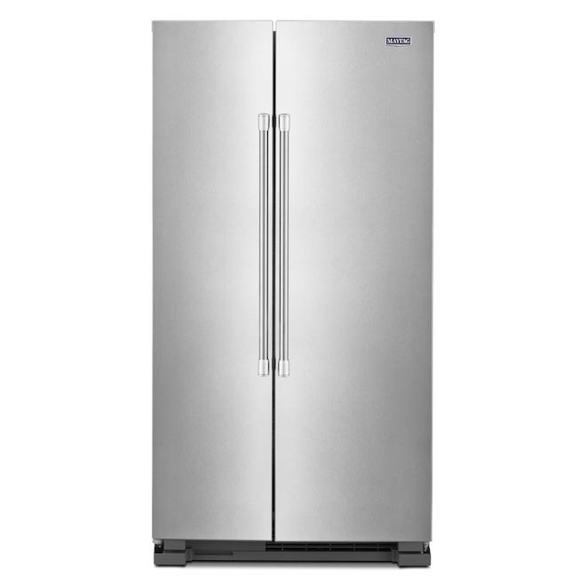 Réfrigérateur côte-à-côte 36 po Maytag 24,9 pi³ profondeur standard, acier inoxydable