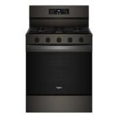 Cuisinière à gaz intelligente Whirlpool 5 pi³ avec friture et cuisson à air et préchauffage rapide, noir sur acier inoxy…