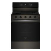 Whirlpool Smart 5-cu.ft. Gas Range with Air Cooking Technology and No Preheat Air Fry - Black on Stainless Steel