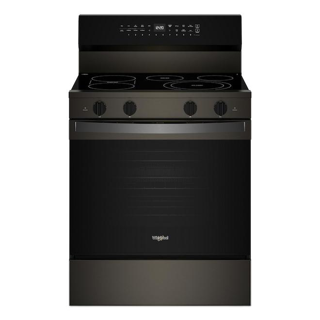 Cuisinière électrique Whirlpool 5,3 pi³ avec technologie de cuisson à air et four à préchauffage grande vitesse, noir s…