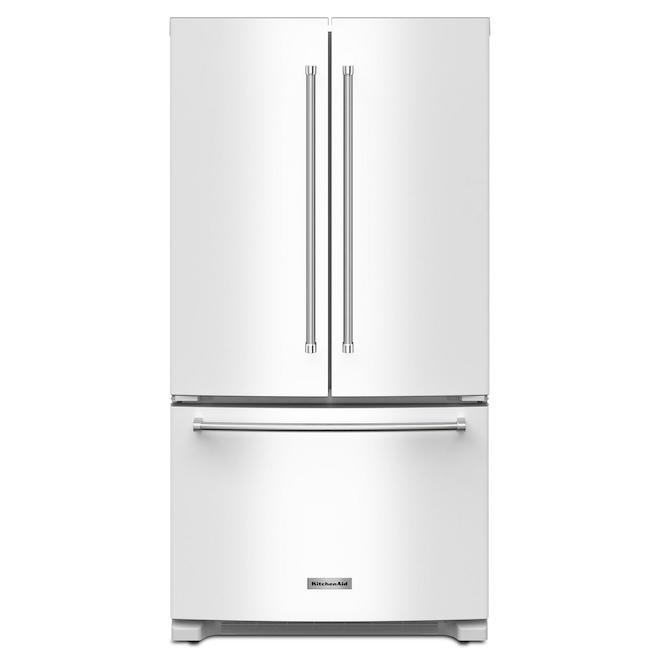 Réfrigérateur à portes françaises KitchenAid 36 po 20 pi³, blanc