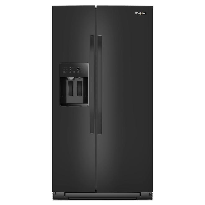 Whirlpool Standard Depth 36 po l. 28.5-ft³ Black Side-by-Side Refrigerator