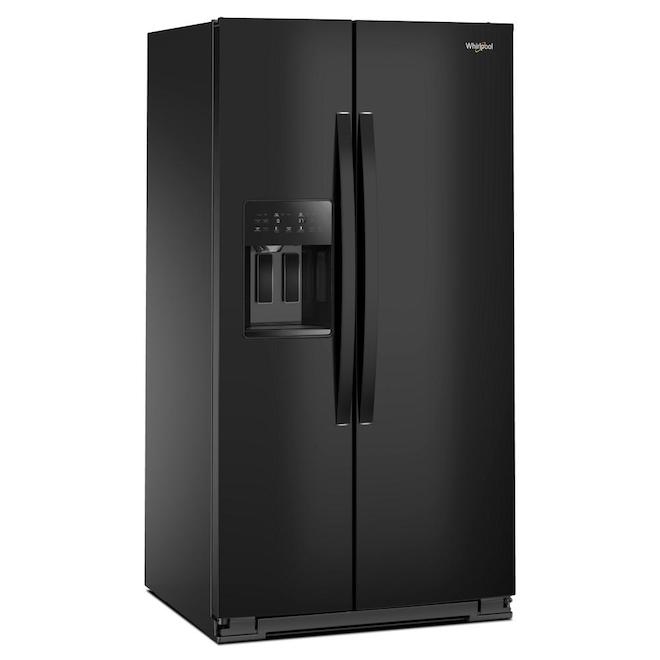 Whirlpool Standard Depth 36 po l. 28.5-ft³ Black Side-by-Side Refrigerator