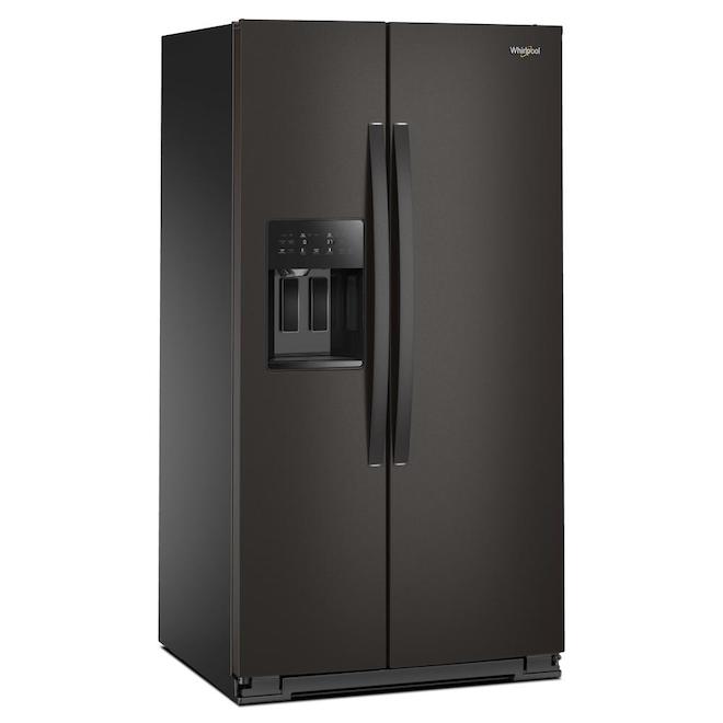 Whirlpool Counter-Depth 36 po l. 28.5-ft³ Black Stainless Steel Side-by-Side Refrigerator