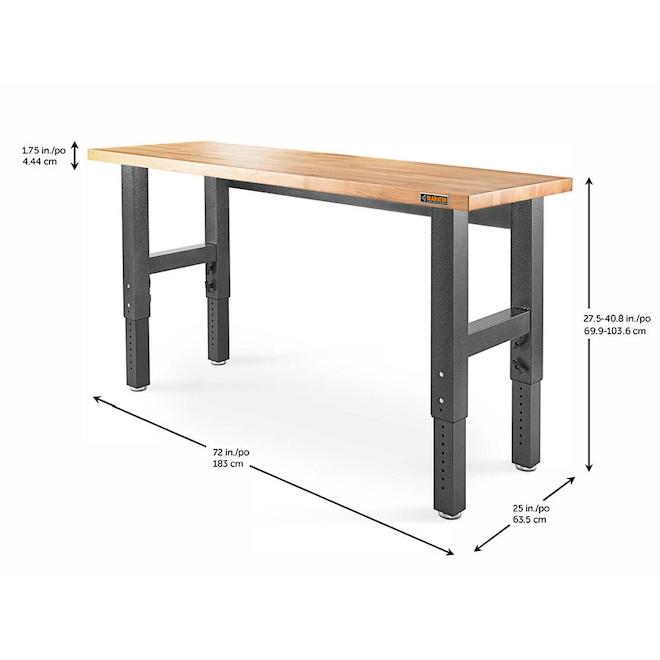 Gladiator Adjustable Workbench in Wood 6-ft - Grey