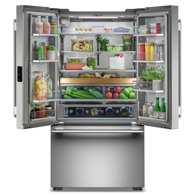 KitchenAid 24.3-ft³ 36-in Counter Depth French-Door Refrigerator with Internal Water/Ice Dispenser - Stainless Steel