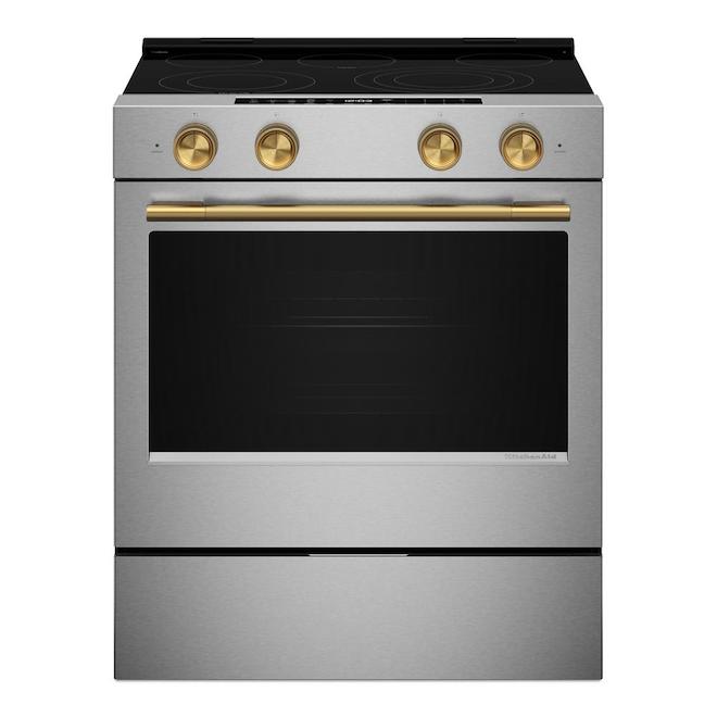 KitchenAid 5.3-ft³ Single Oven 5-Element Slide-In Electric Range - Stainless Steel