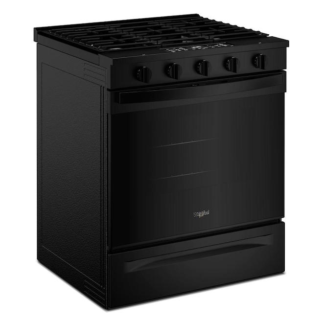 Whirlpool Smart Gas Range 5-ft³ with Air and Convection Cooking Modes - Black