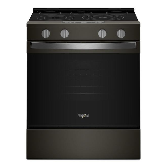 Whirlpool Electric Range 5.3-ft³ with 2 Flex-Heat Elements and Air Cooking - Black Stainless Steel