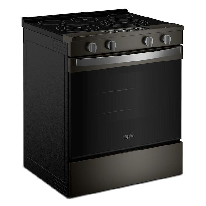 Whirlpool Electric Range 5.3-ft³ with 2 Flex-Heat Elements and Air Cooking - Black Stainless Steel