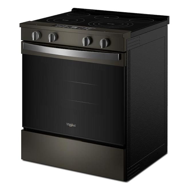 Whirlpool Electric Range 5.3-ft³ with 2 Flex-Heat Elements and Air Cooking - Black Stainless Steel