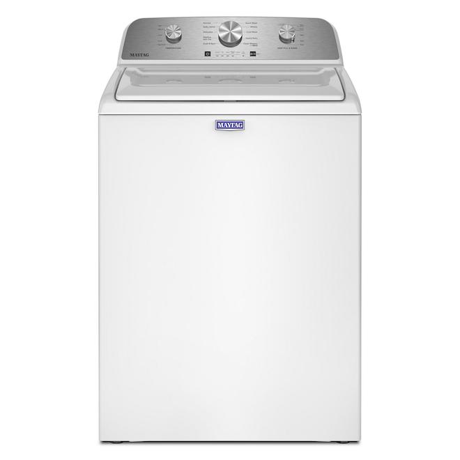 Maytag Electric Top Load Washer 4.8-cu ft with Agitator and Deep Fill Option - White