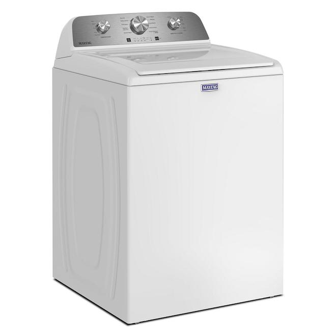 Maytag Electric Top Load Washer 4.8-cu ft with Agitator and Deep Fill Option - White