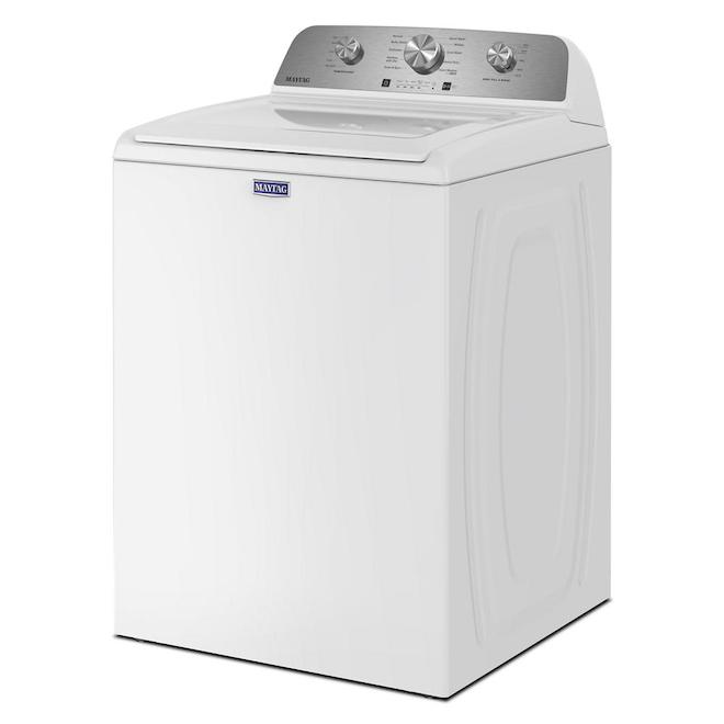 Maytag Electric Top Load Washer 4.8-cu ft with Agitator and Deep Fill Option - White
