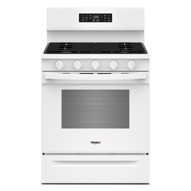 Cuisinière au gaz Whirlpool 5 pi³ 30 po avec 5 modes de cuisson, blanc ...